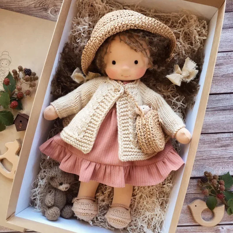 Soft Waldorf Doll Made of Fabric in a Charming Decorative Box