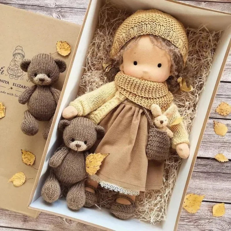Soft Waldorf Doll Made of Fabric in a Charming Decorative Box