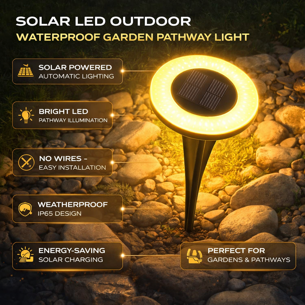 Solar LED Pathway Lights — Waterproof All-Weather Design