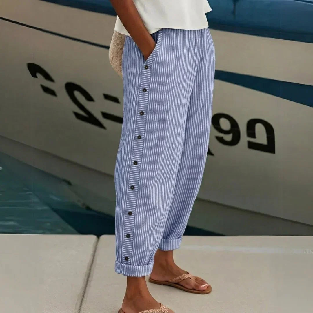 Striped Button Pants