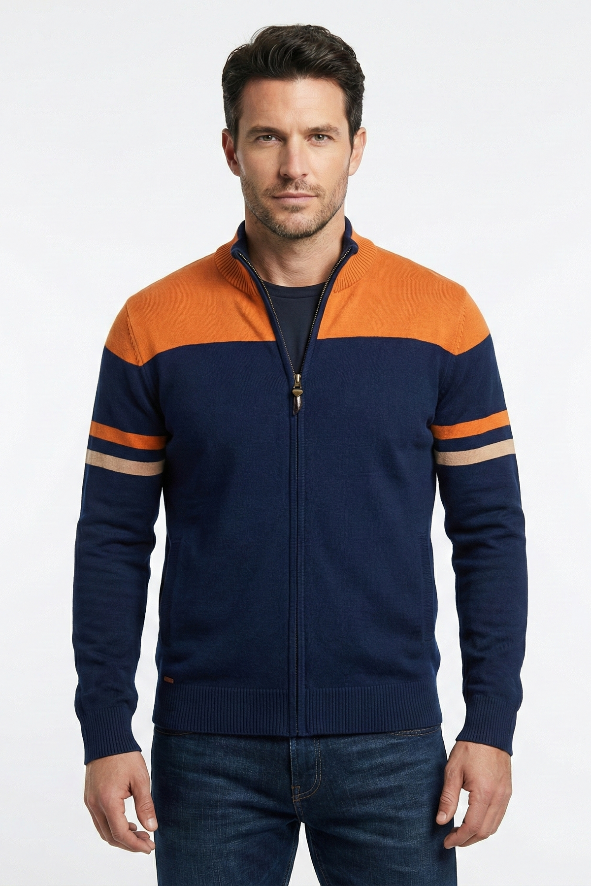 Striped-Shoulder Track Jacket