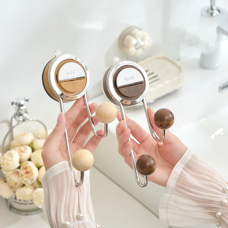 Suction Cup Toilet Paper Holder with Wood Grain Design – Drill-Free Stainless Steel, Easy Installation on Smooth Surfaces