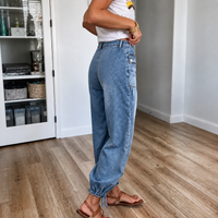 Tie-Hem Curved Barrel-Leg Jeans