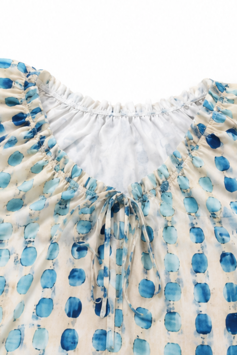Tie-Neck Ruffled Boho Print Blouse
