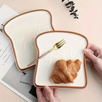 Toast-Shaped Ceramic Plate