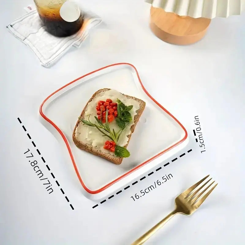 Toast-Shaped Ceramic Plate