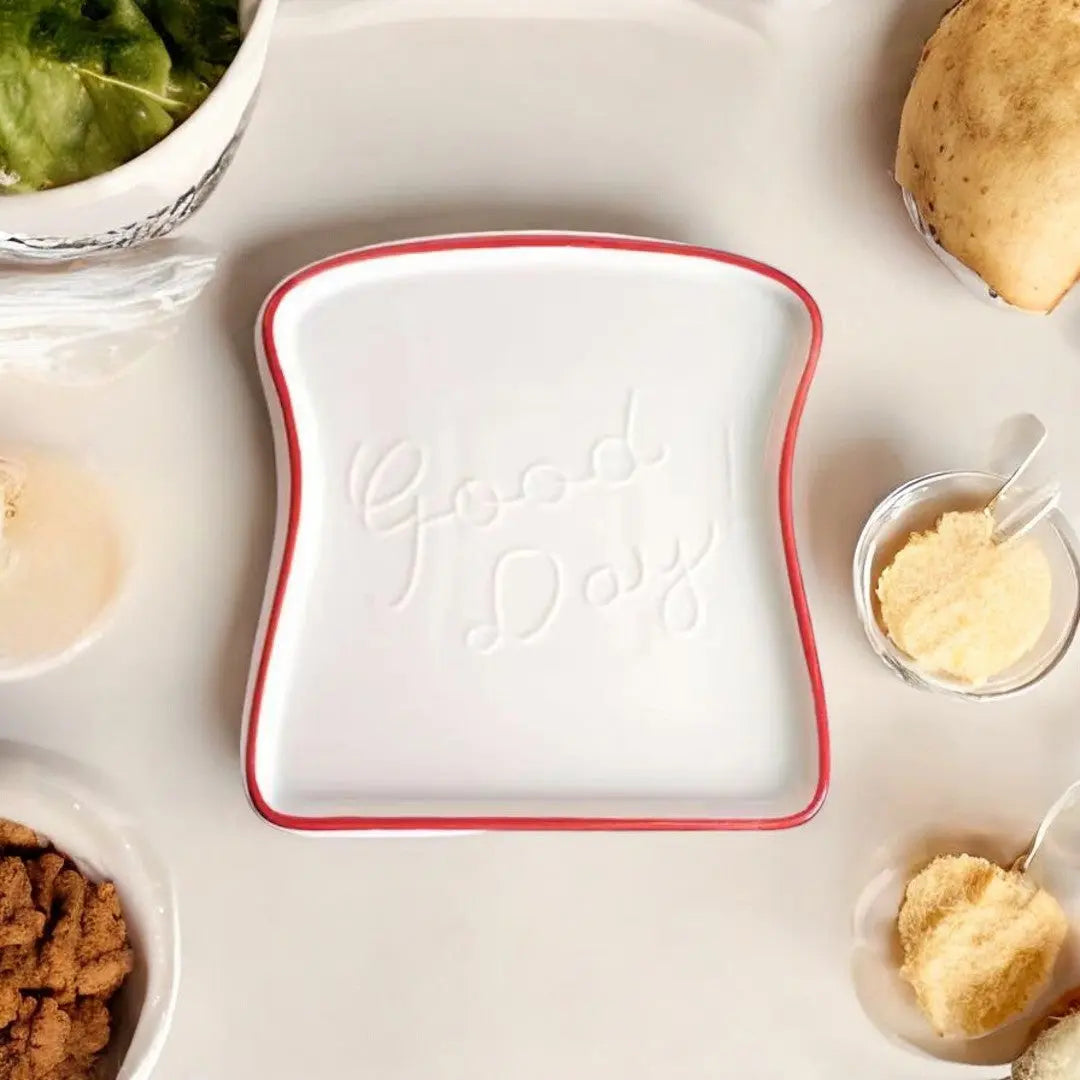 Toast-Shaped Ceramic Plate