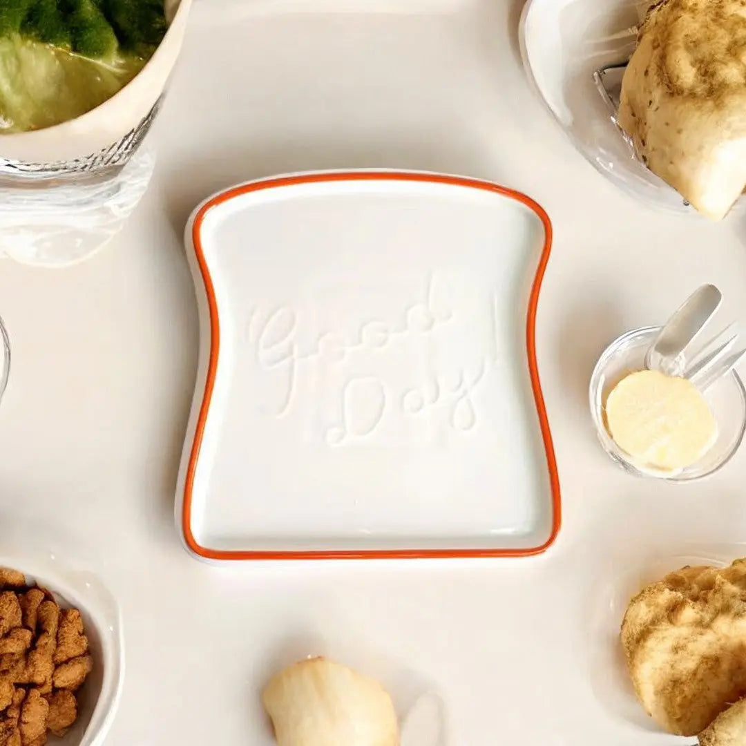 Toast-Shaped Ceramic Plate