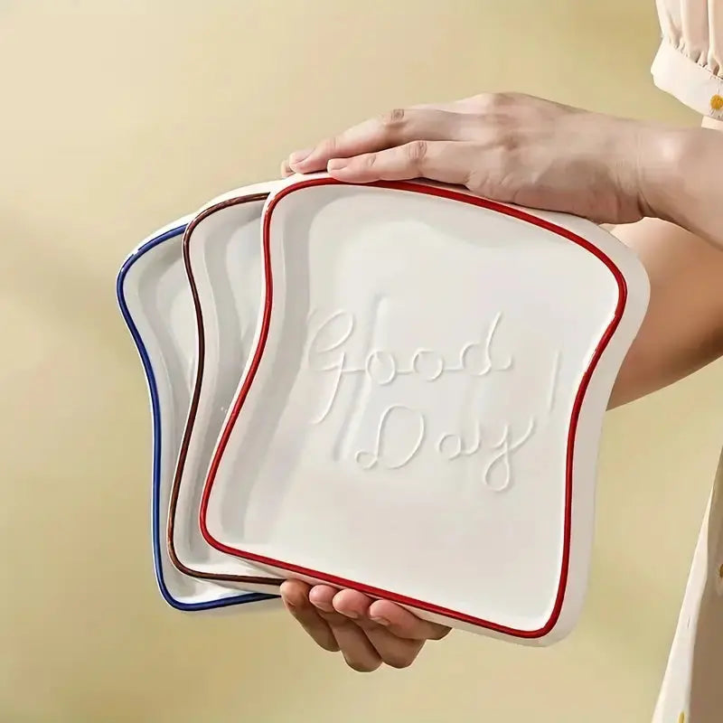Toast-Shaped Ceramic Plate