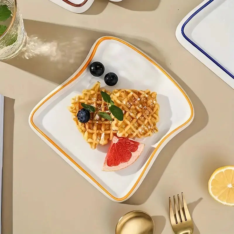 Toast-Shaped Ceramic Plate