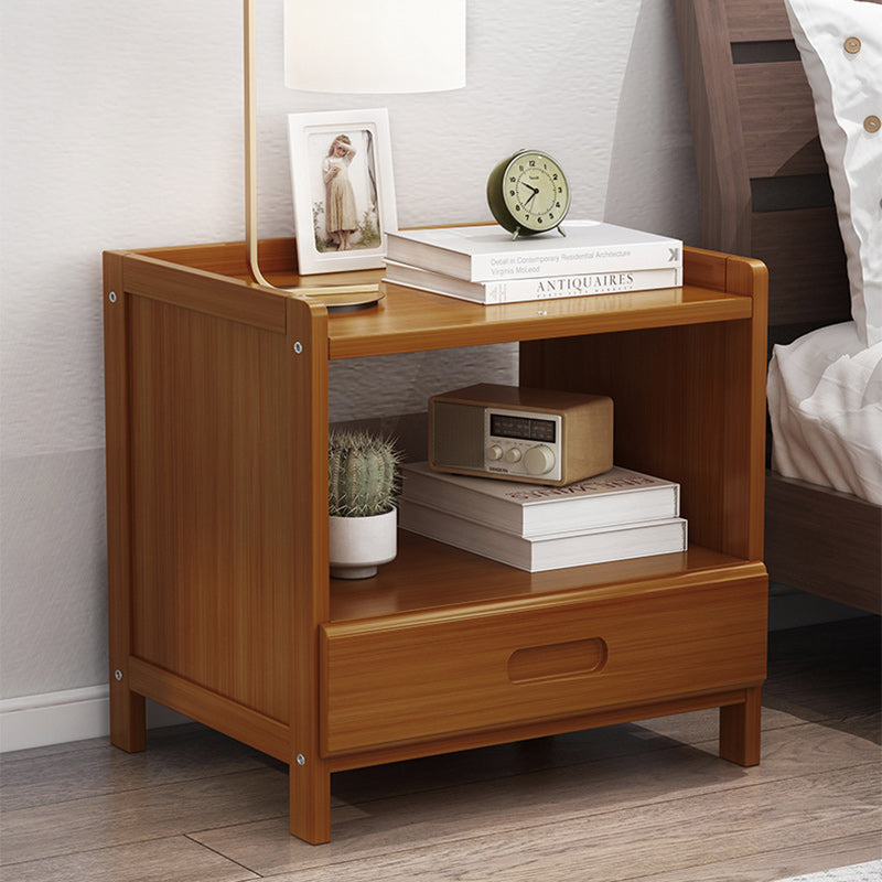 Table de chevet japonaise traditionnelle carrée en bambou et MDF, à 1 ou 3 tiroirs, pour la chambre