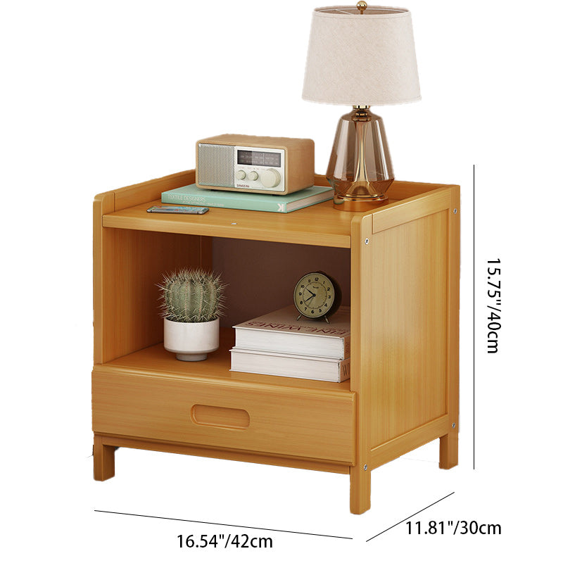 Table de chevet japonaise traditionnelle carrée en bambou et MDF, à 1 ou 3 tiroirs, pour la chambre