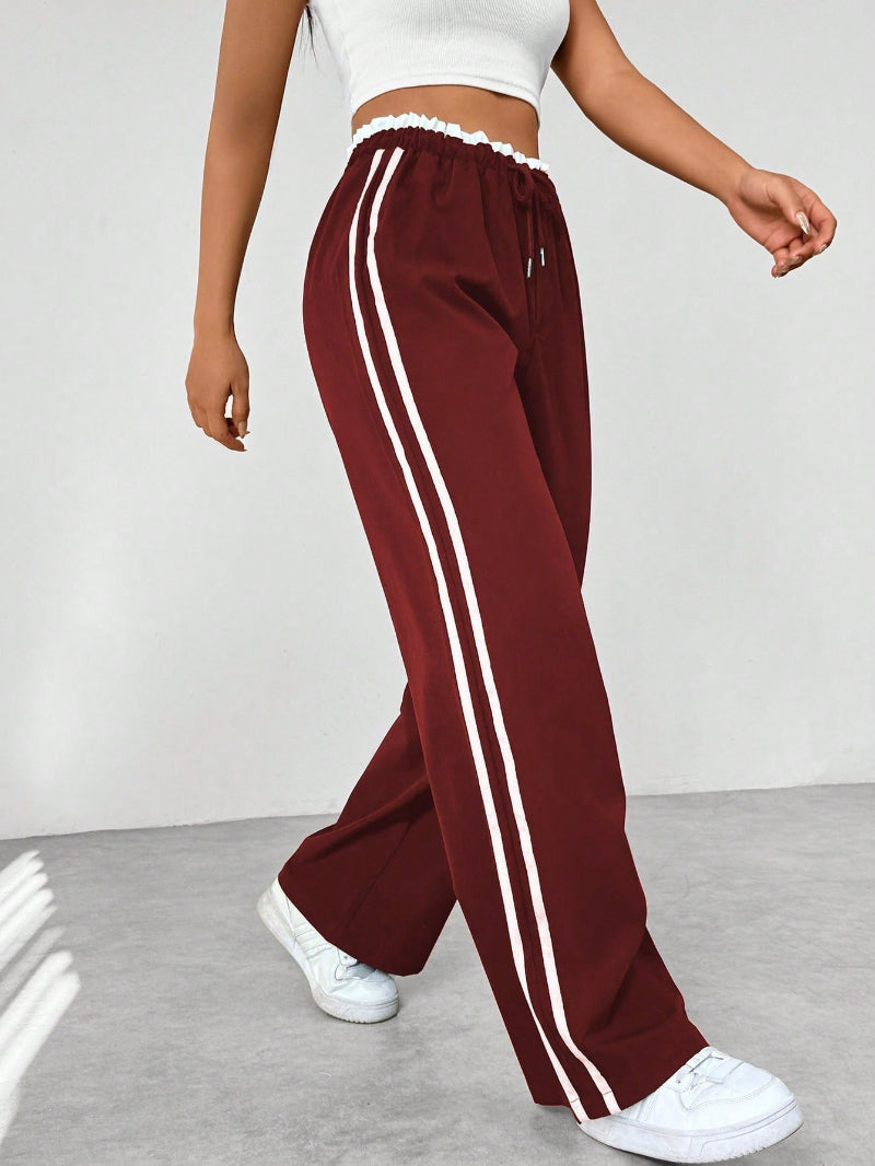 Trendy Wide-Leg Track Pants