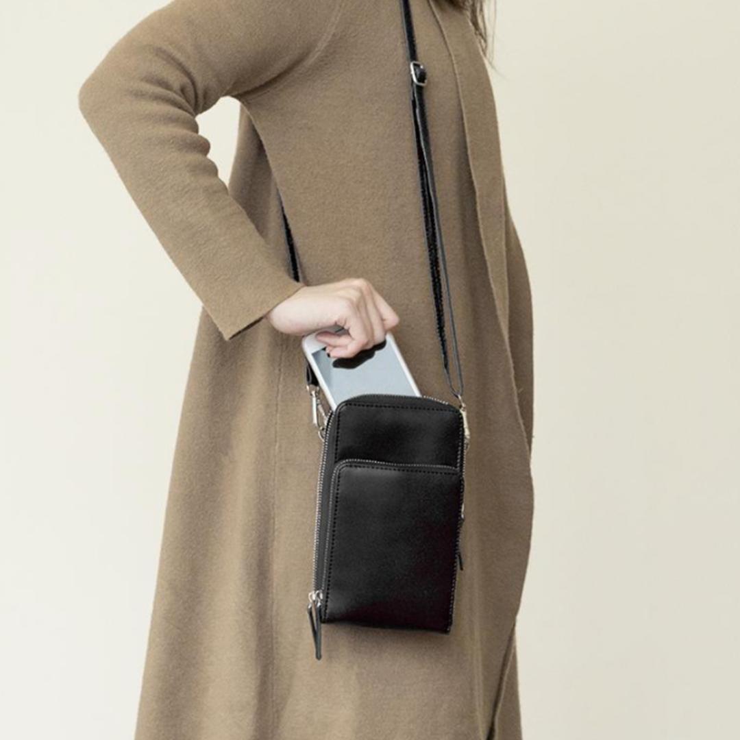 Pochette de téléphone en cuir triple sécurité
