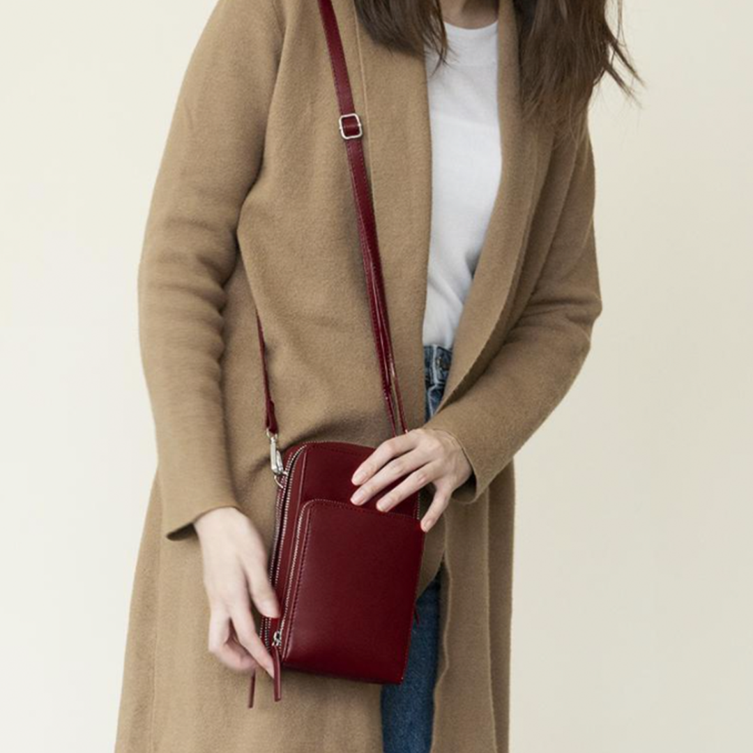 Pochette de téléphone en cuir triple sécurité