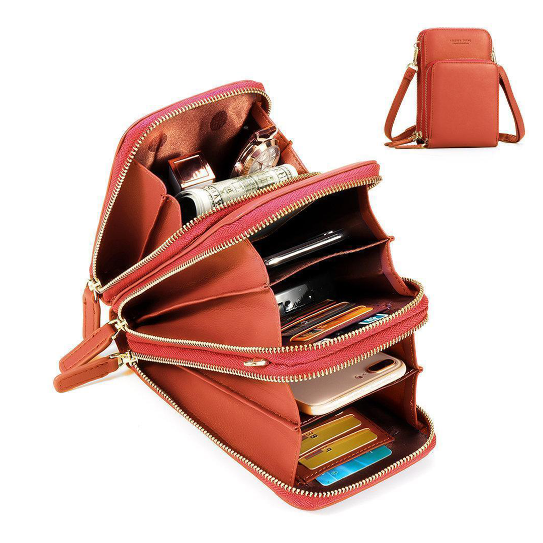 Pochette de téléphone en cuir triple sécurité