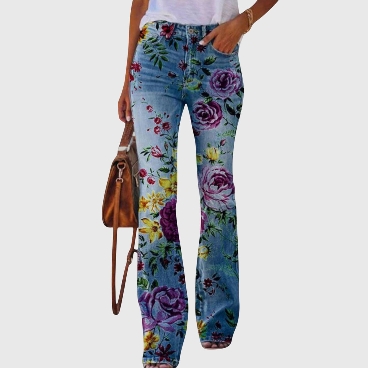 Trousers with Floral and Butterfly Prints