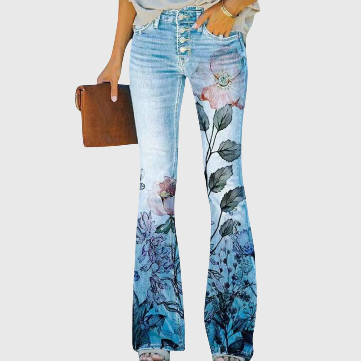 Trousers with Floral and Butterfly Prints