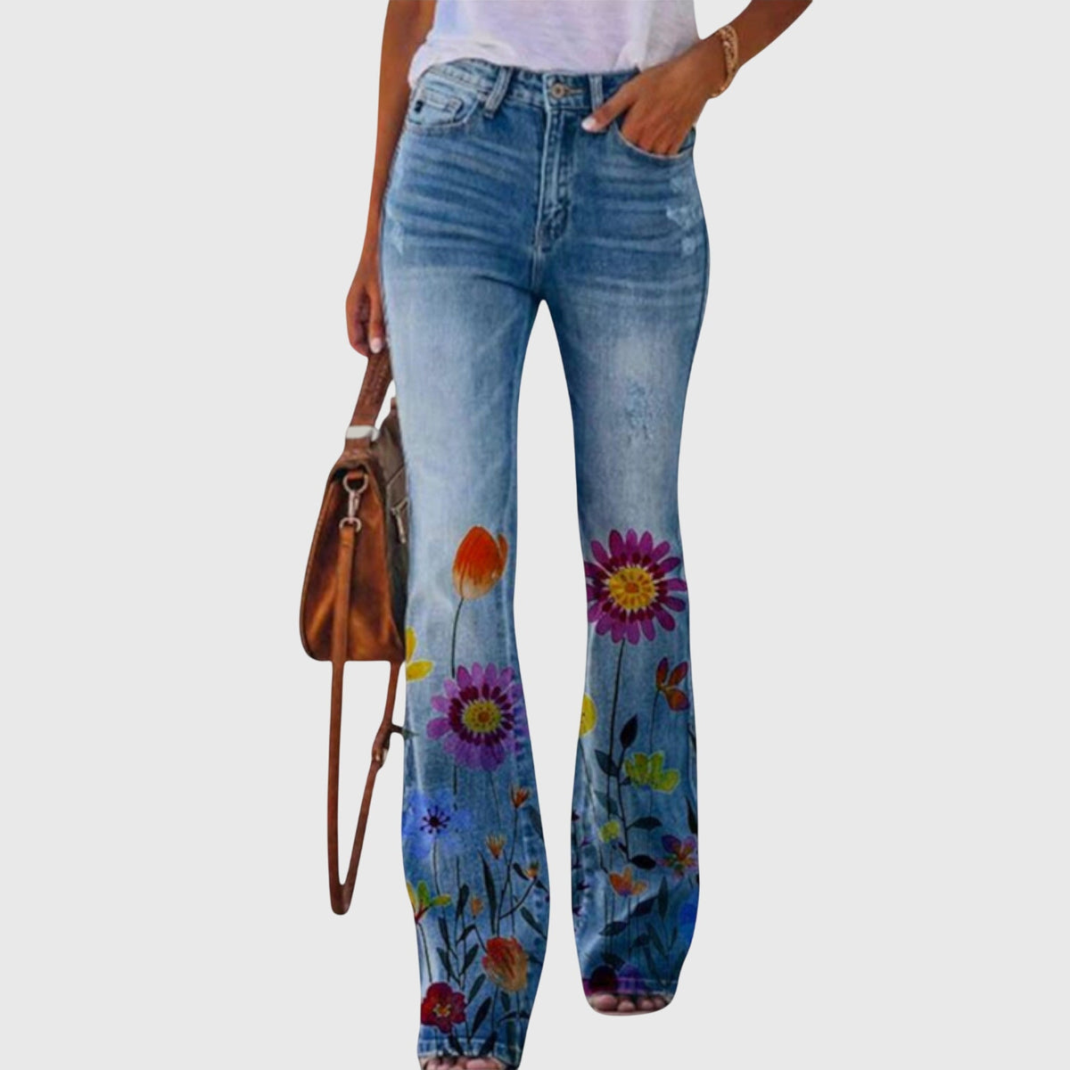 Trousers with Floral and Butterfly Prints