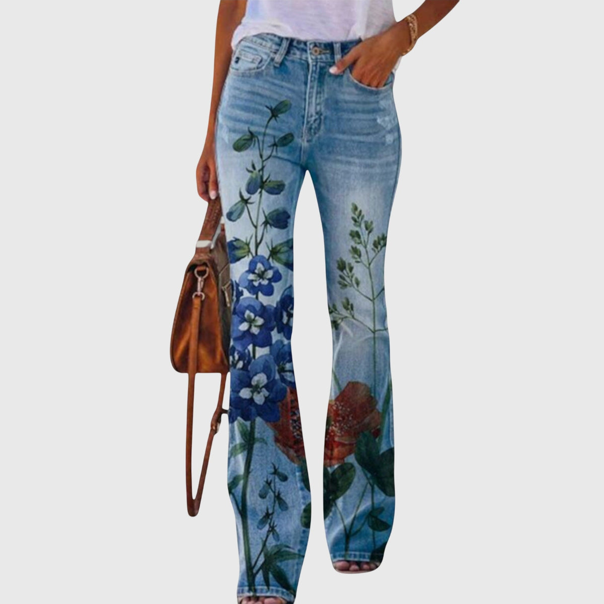 Trousers with Floral and Butterfly Prints