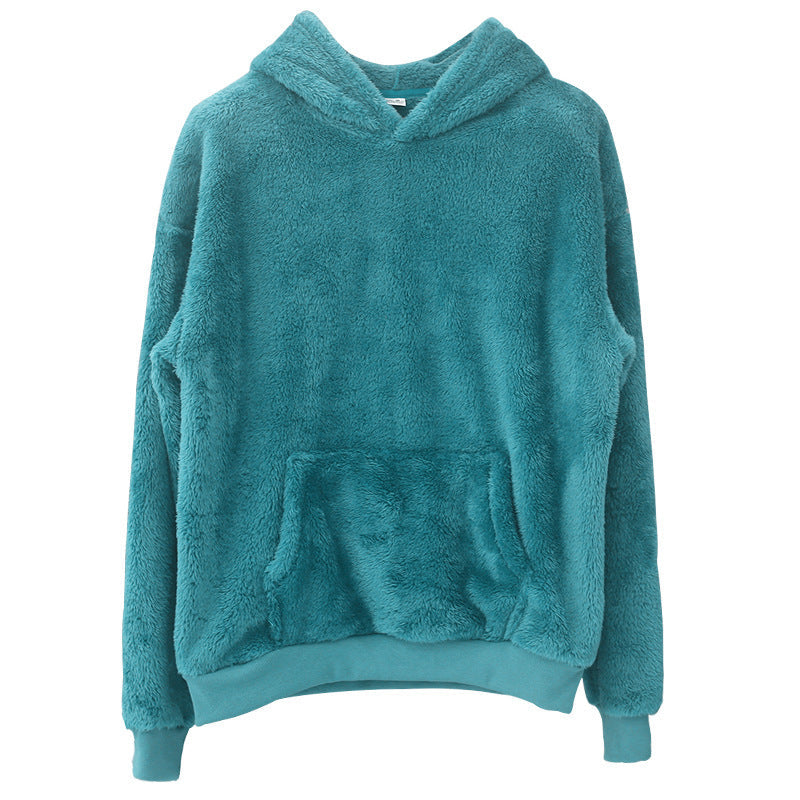 Sweat à capuche douillet en polaire peluche unisexe, avec poche kangourou et coupe oversize
