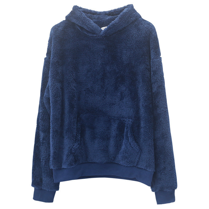Sweat à capuche douillet en polaire peluche unisexe, avec poche kangourou et coupe oversize
