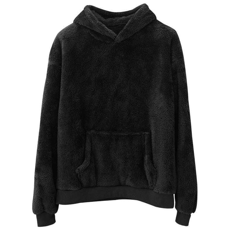 Sweat à capuche douillet en polaire peluche unisexe, avec poche kangourou et coupe oversize