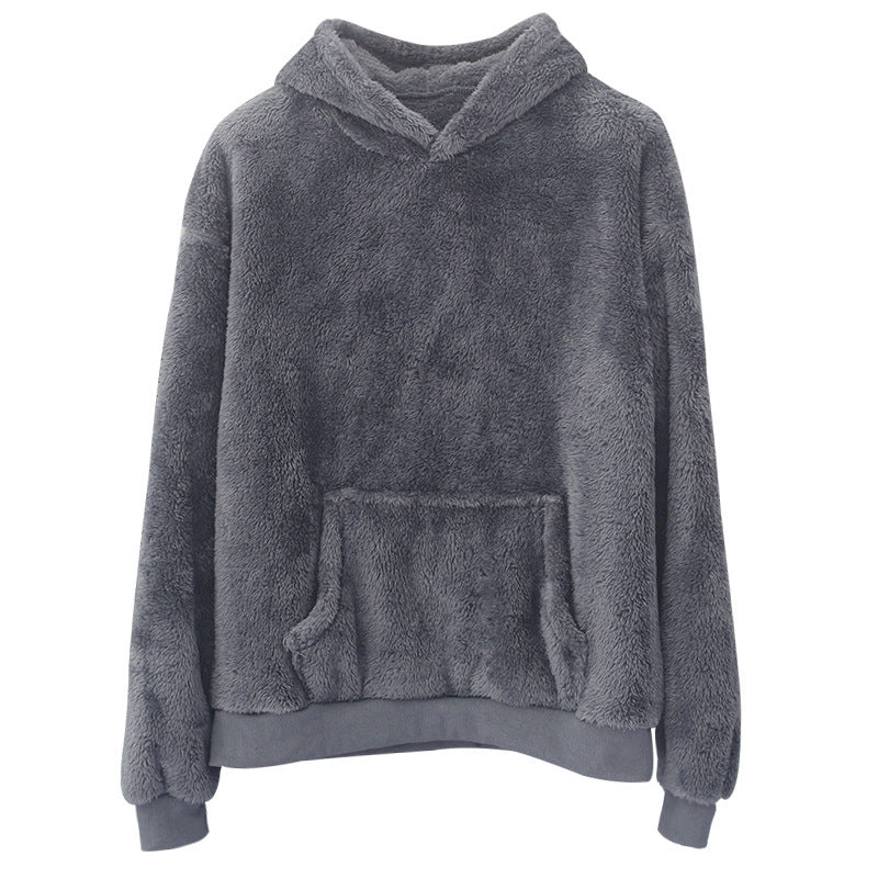 Sweat à capuche douillet en polaire peluche unisexe, avec poche kangourou et coupe oversize
