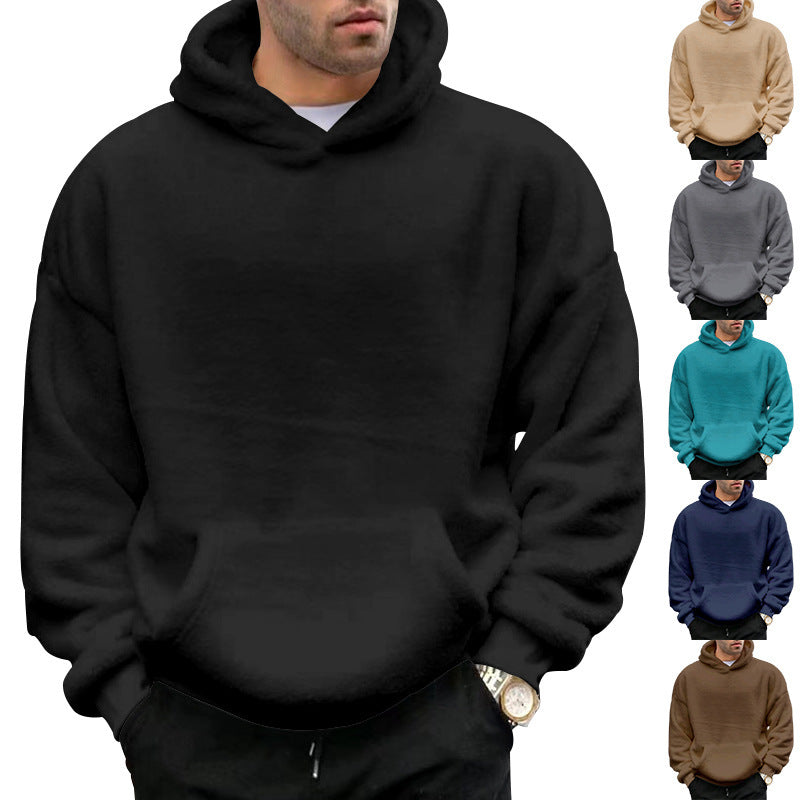 Sweat à capuche douillet en polaire peluche unisexe, avec poche kangourou et coupe oversize