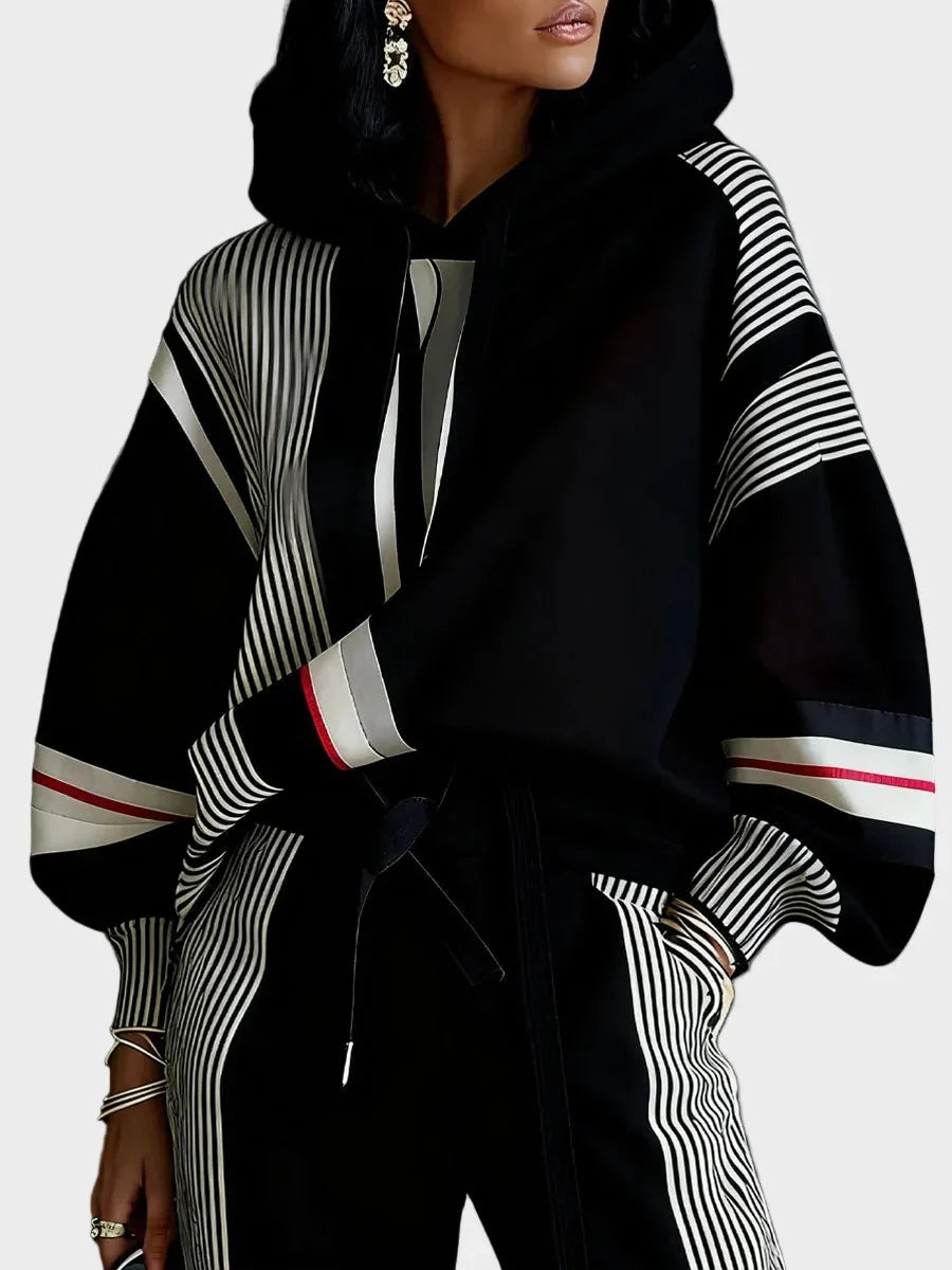 Sweat à capuche unisexe en mélange de coton à motif géométrique