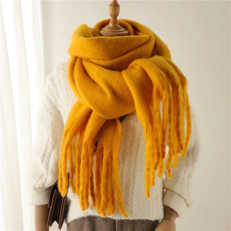 Écharpe d'hiver de luxe unisexe - Épaisse écharpe façon couverture à longues franges pour couples - Parfaite pour l'hiver