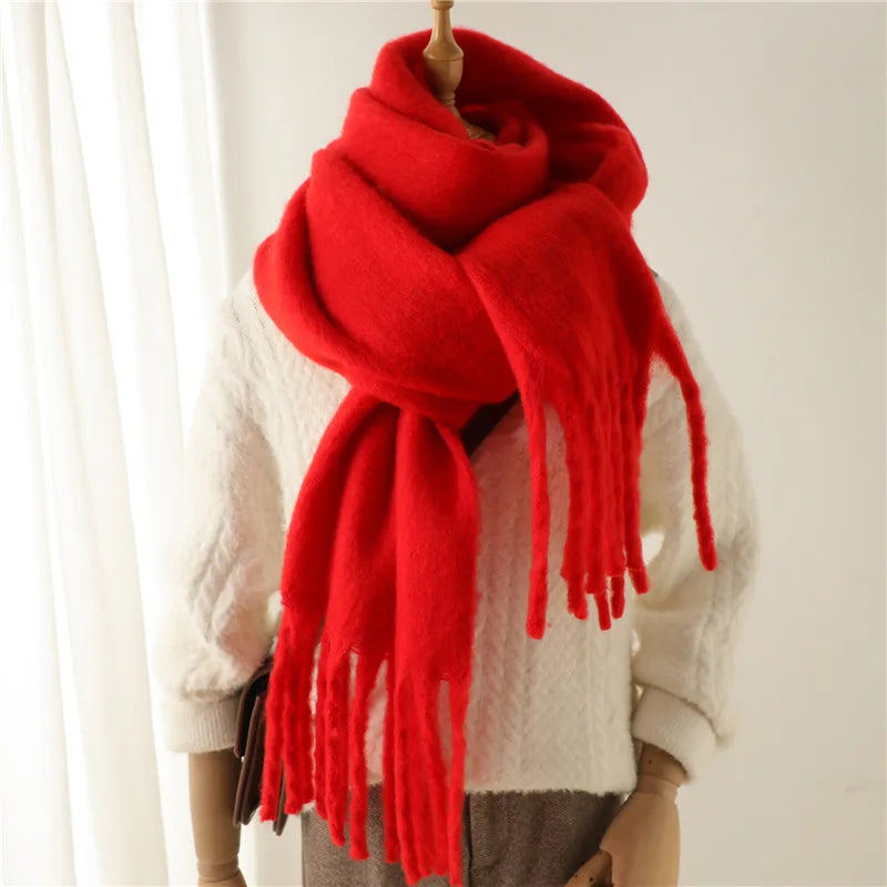 Écharpe d'hiver de luxe unisexe - Épaisse écharpe façon couverture à longues franges pour couples - Parfaite pour l'hiver