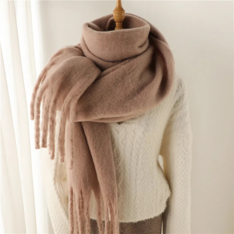 Écharpe d'hiver de luxe unisexe - Épaisse écharpe façon couverture à longues franges pour couples - Parfaite pour l'hiver