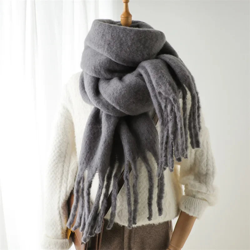 Écharpe d'hiver de luxe unisexe - Épaisse écharpe façon couverture à longues franges pour couples - Parfaite pour l'hiver