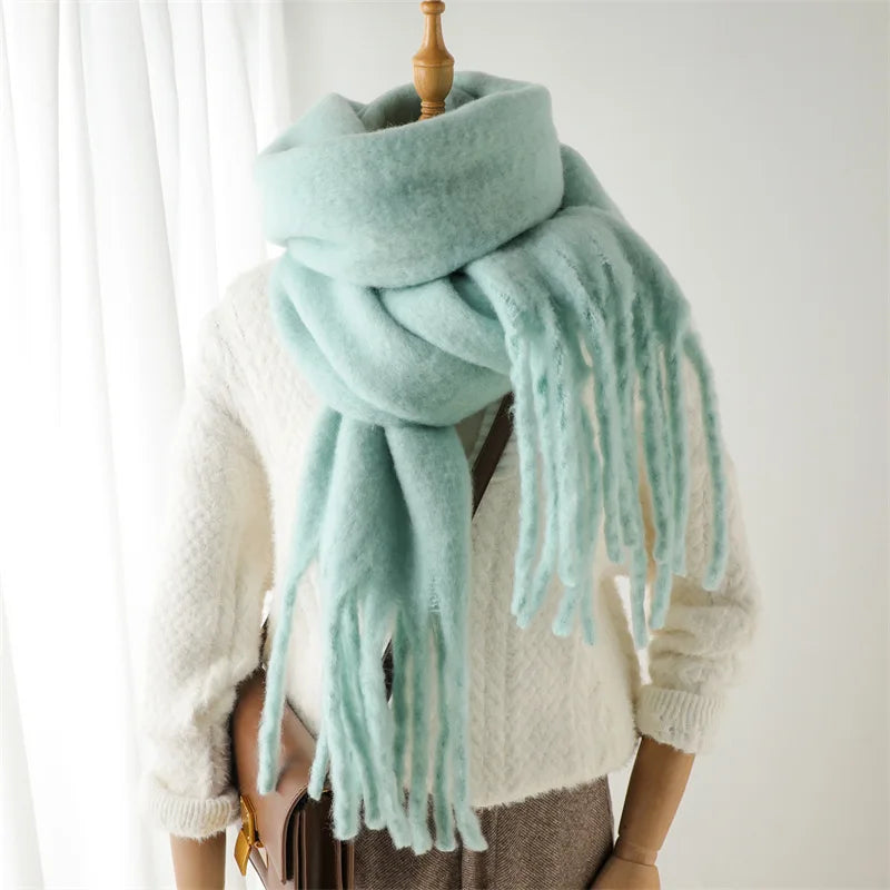 Écharpe d'hiver de luxe unisexe - Épaisse écharpe façon couverture à longues franges pour couples - Parfaite pour l'hiver