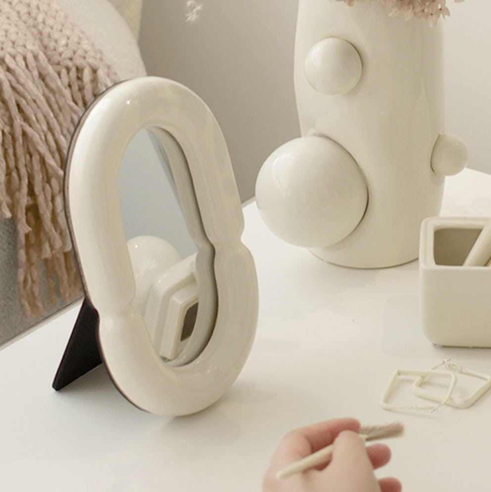 Vanilla Ceramic Makeup Mirror