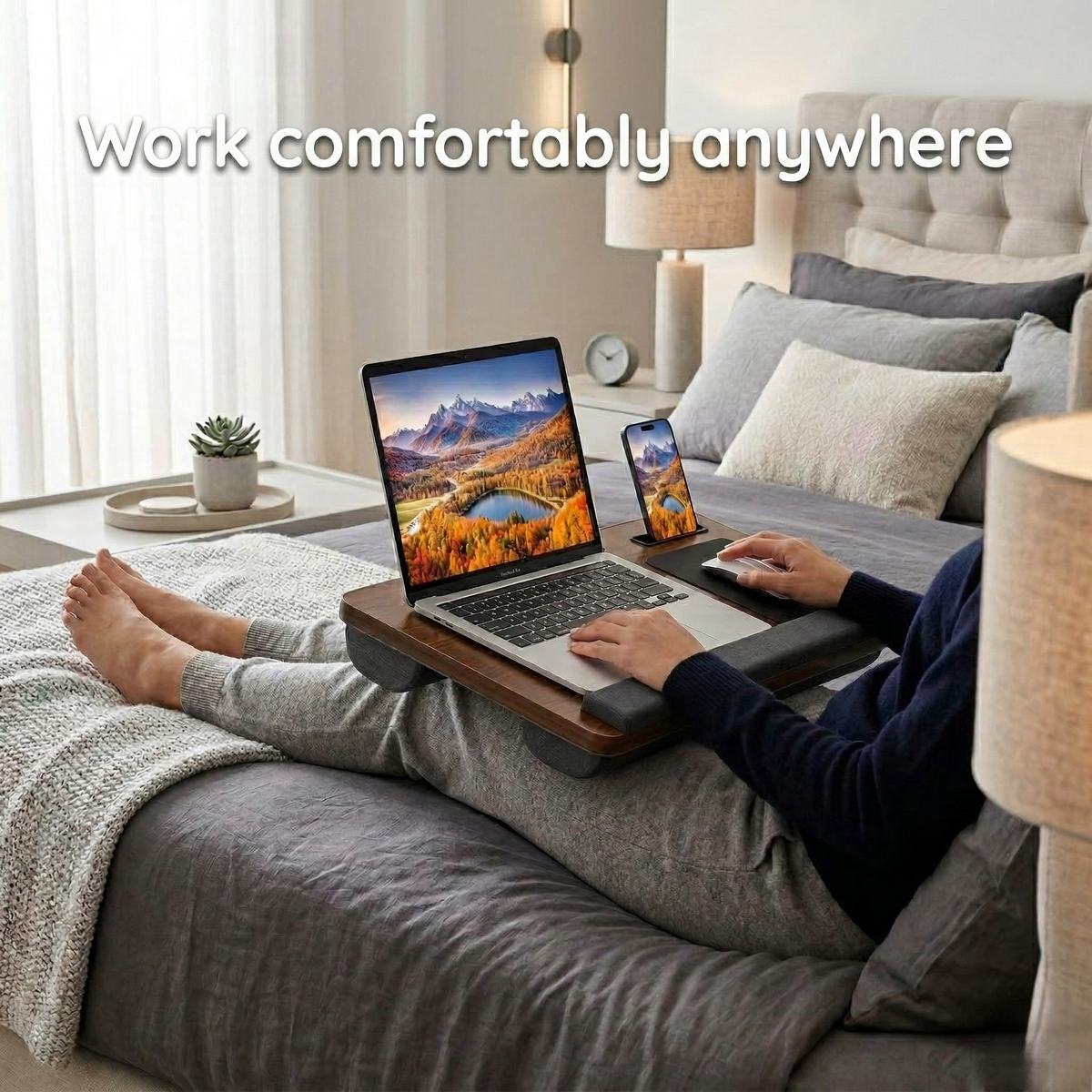 Versatile Laptop Tray for Bed or Sofa with Adjustable Height