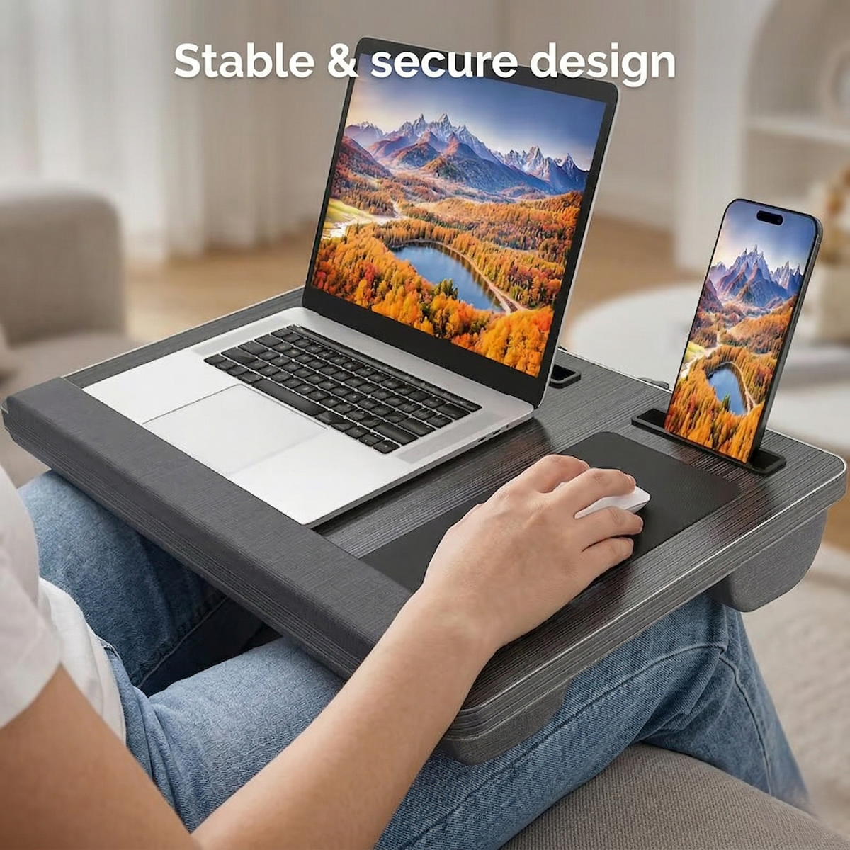 Versatile Laptop Tray for Bed or Sofa with Adjustable Height