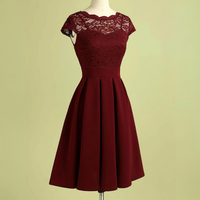 Vintage Burgundy Lace Dress for Autumn