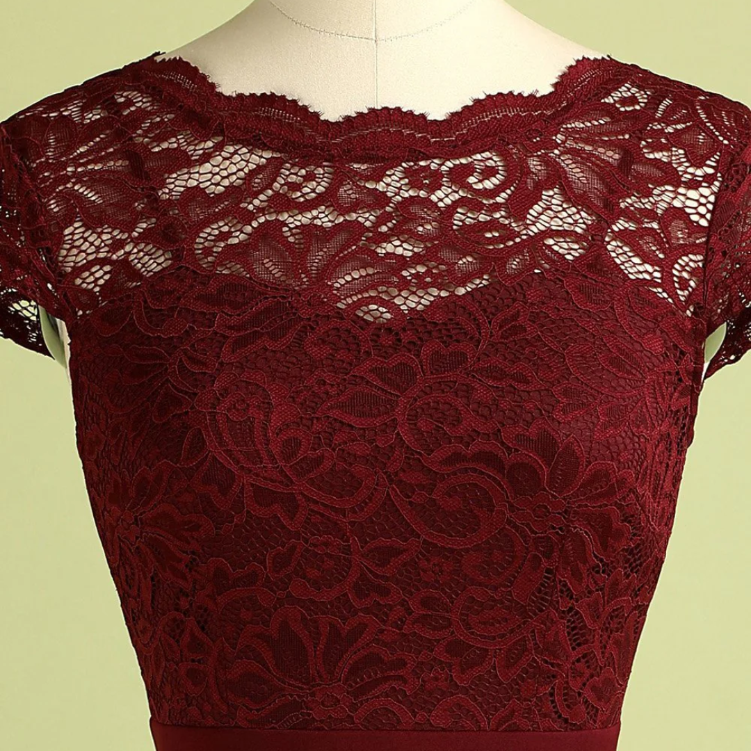 Vintage Burgundy Lace Dress for Autumn