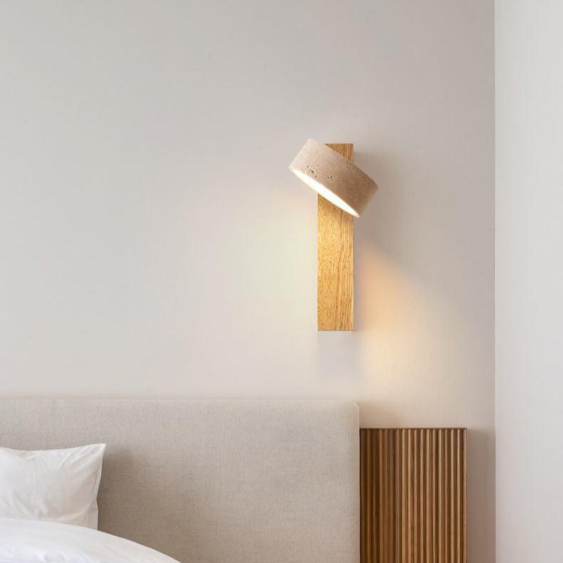 Wall Lamp Made of Travertine in Ivory Shade