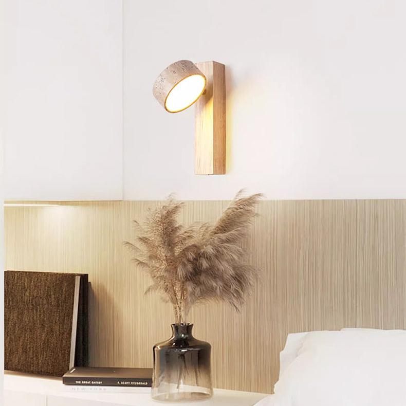Wall Lamp Made of Travertine in Ivory Shade