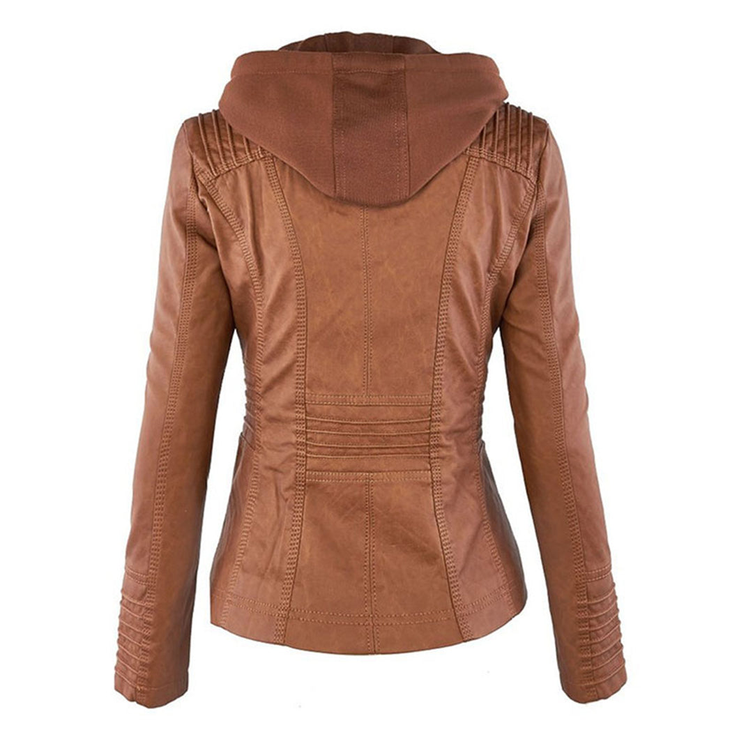 Weatherproof Women's Faux Leather Jacket with Hood