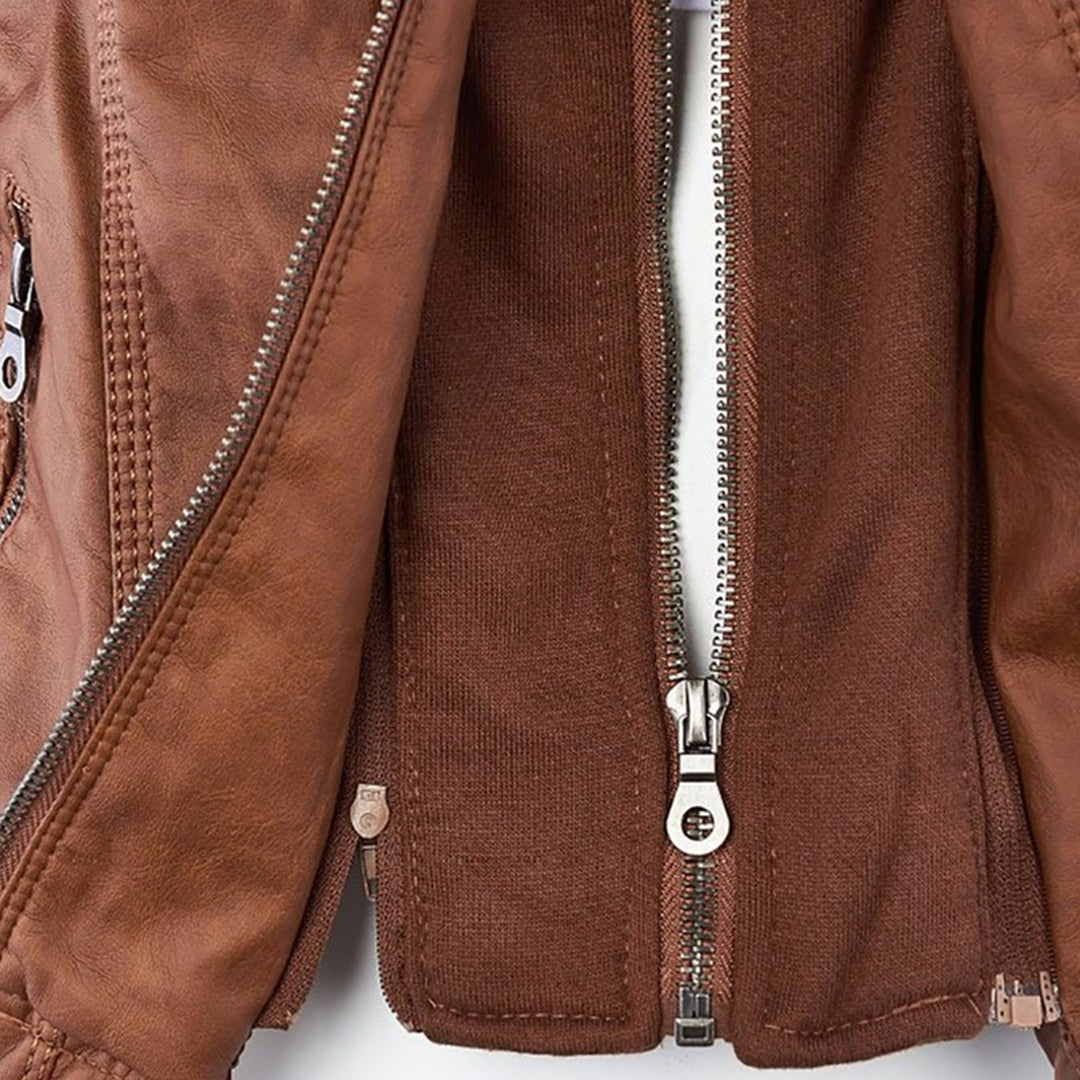 Weatherproof Women's Faux Leather Jacket with Hood