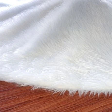 White Faux Fur Christmas Tree Skirt with Plush Texture for Holiday Décor