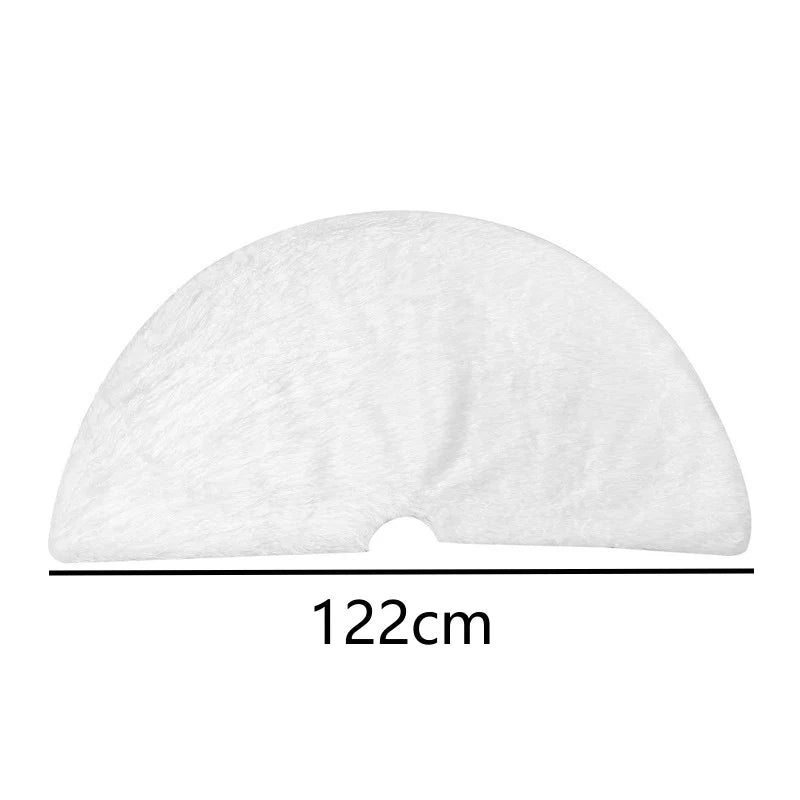 White Faux Fur Christmas Tree Skirt with Plush Texture for Holiday Décor