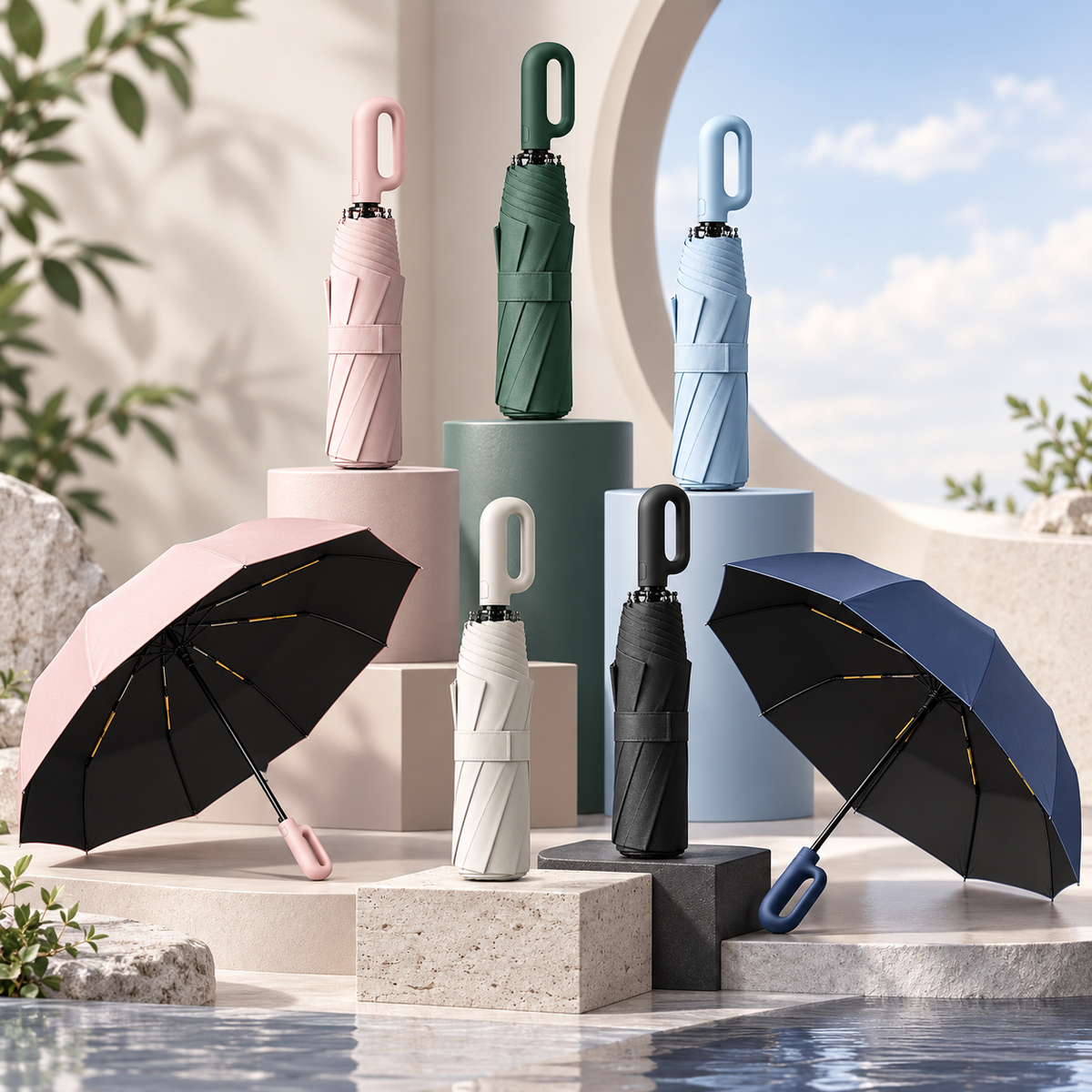 Parapluie de voyage automatique résistant au vent