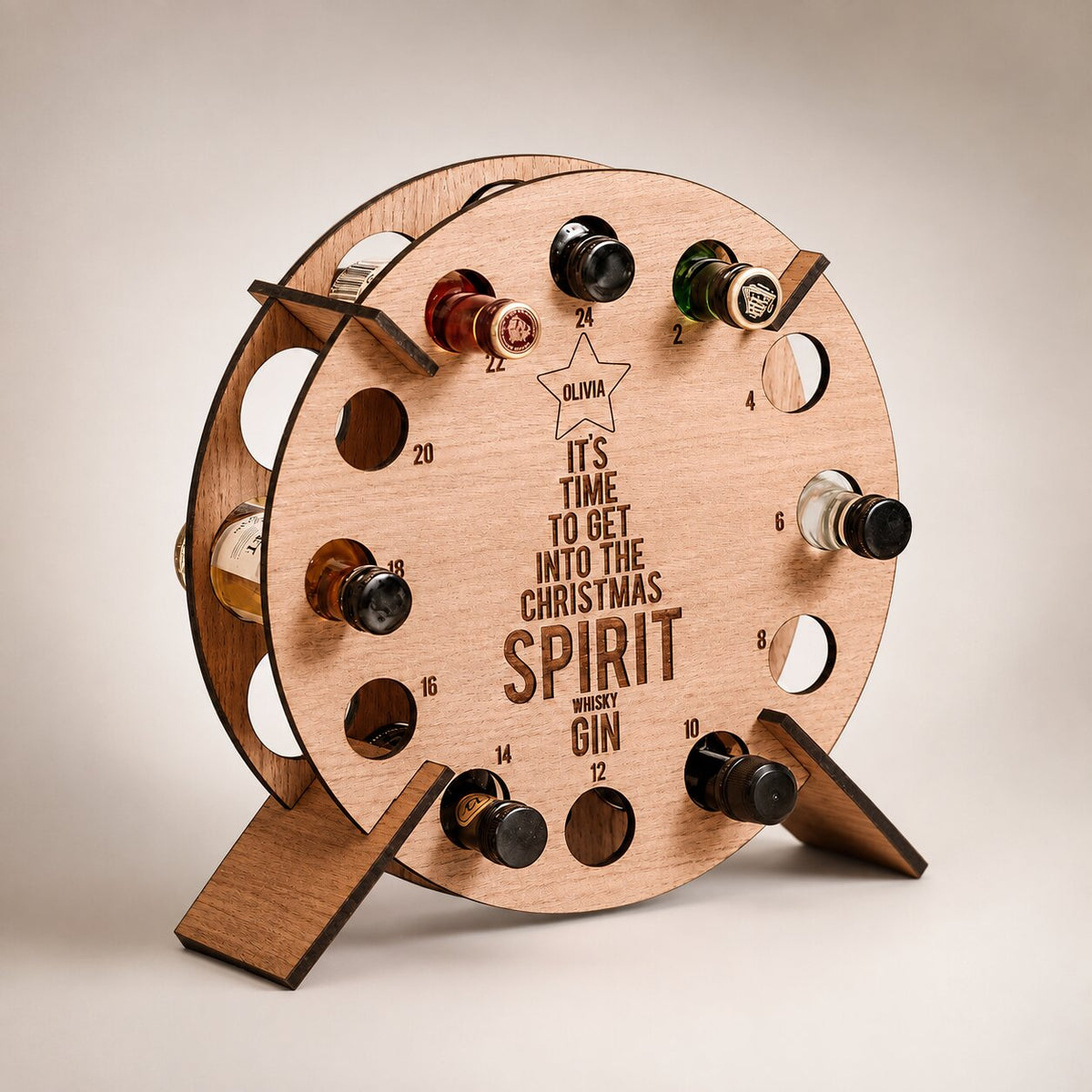 Wine & Beer Advent Calendar Holder - Wooden 24-Slot Countdown Display