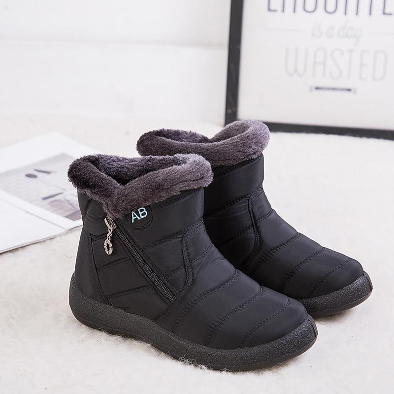Winter Ankle Boots with Fleece Lining and Zipper