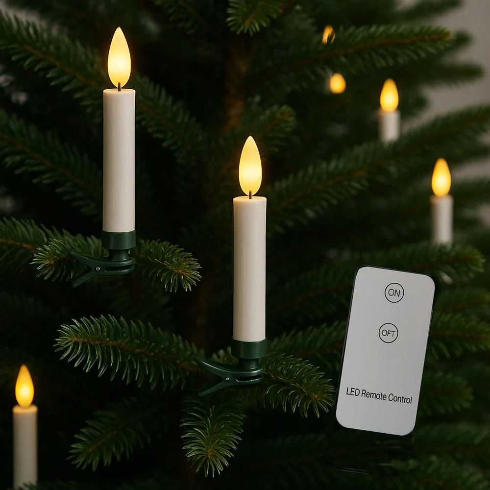 Bougies LED sans fil pour sapin de Noël avec télécommande – 10, 20 ou 30 pièces